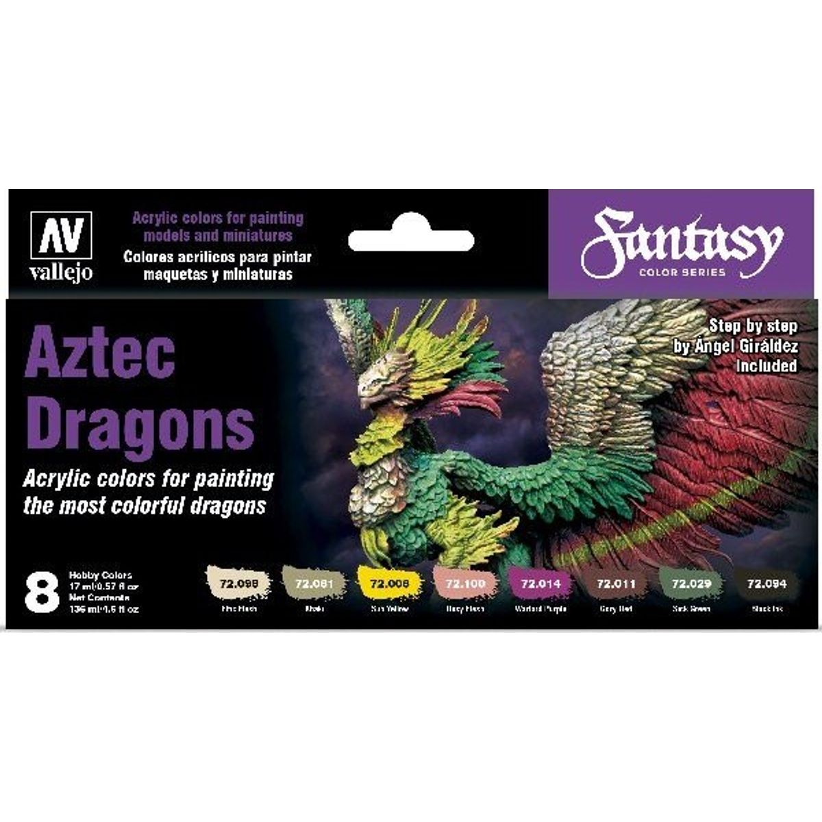 Vallejo - Maling Sæt - Aztec Dragons - Fantasy Color - 8x17 Ml