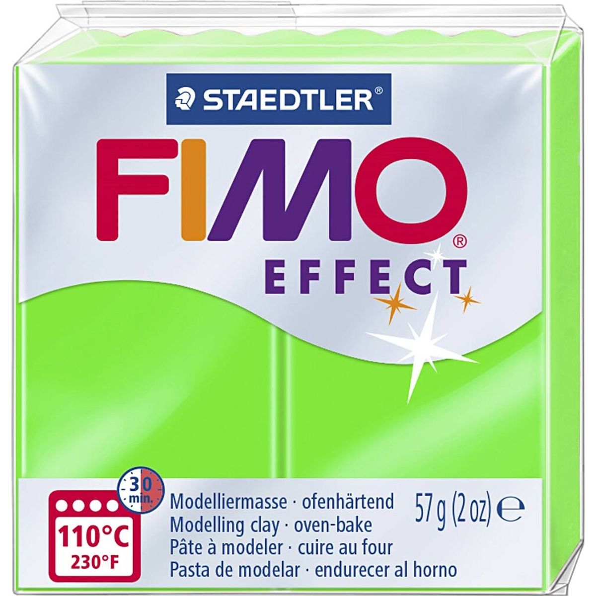 Fimo - Ler Til Ovn - Effect - Neon Grøn - 57 G