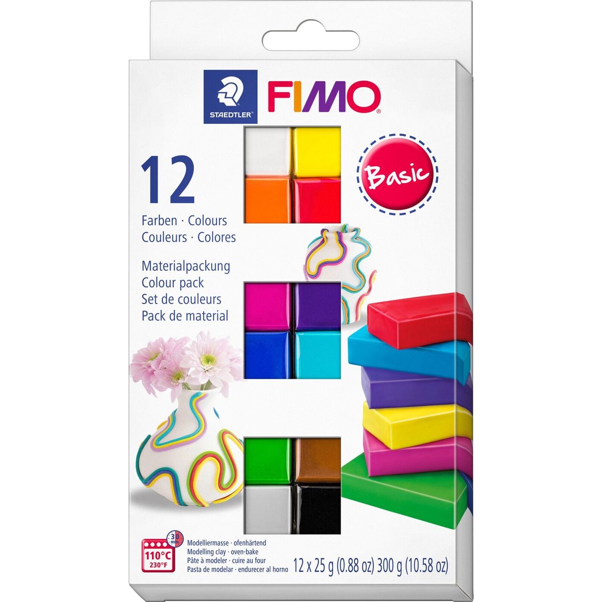 Fimo - Ler Til Ovn - Basic - Sæt I 12 Dele - 12x25 G