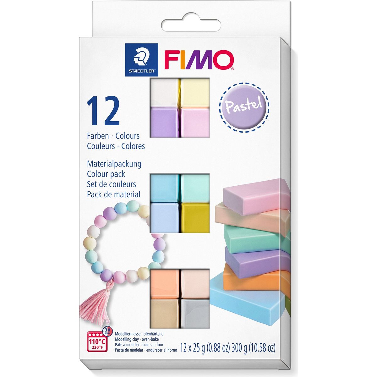 Fimo - Ler Til Ovn - Pastel - Sæt I 12 Dele - 12x25 G