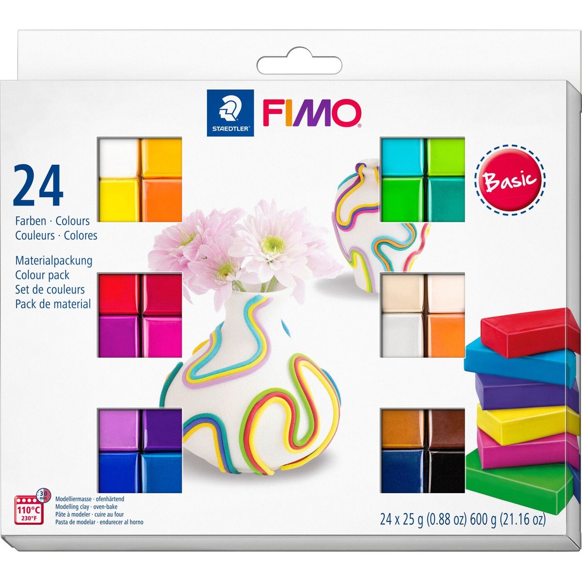 Fimo Soft - Ler Til Ovn - Soft Basic Sæt - 24 Farver - Staedtler