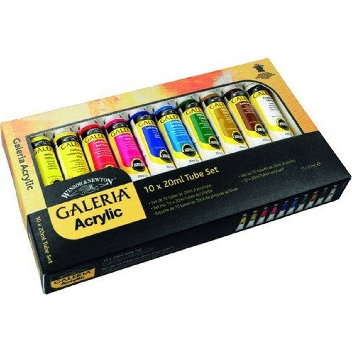 Winsor & Newton Akrylmaling - Galeria - Sæt Med 10 Farver - 10 X 20 Ml