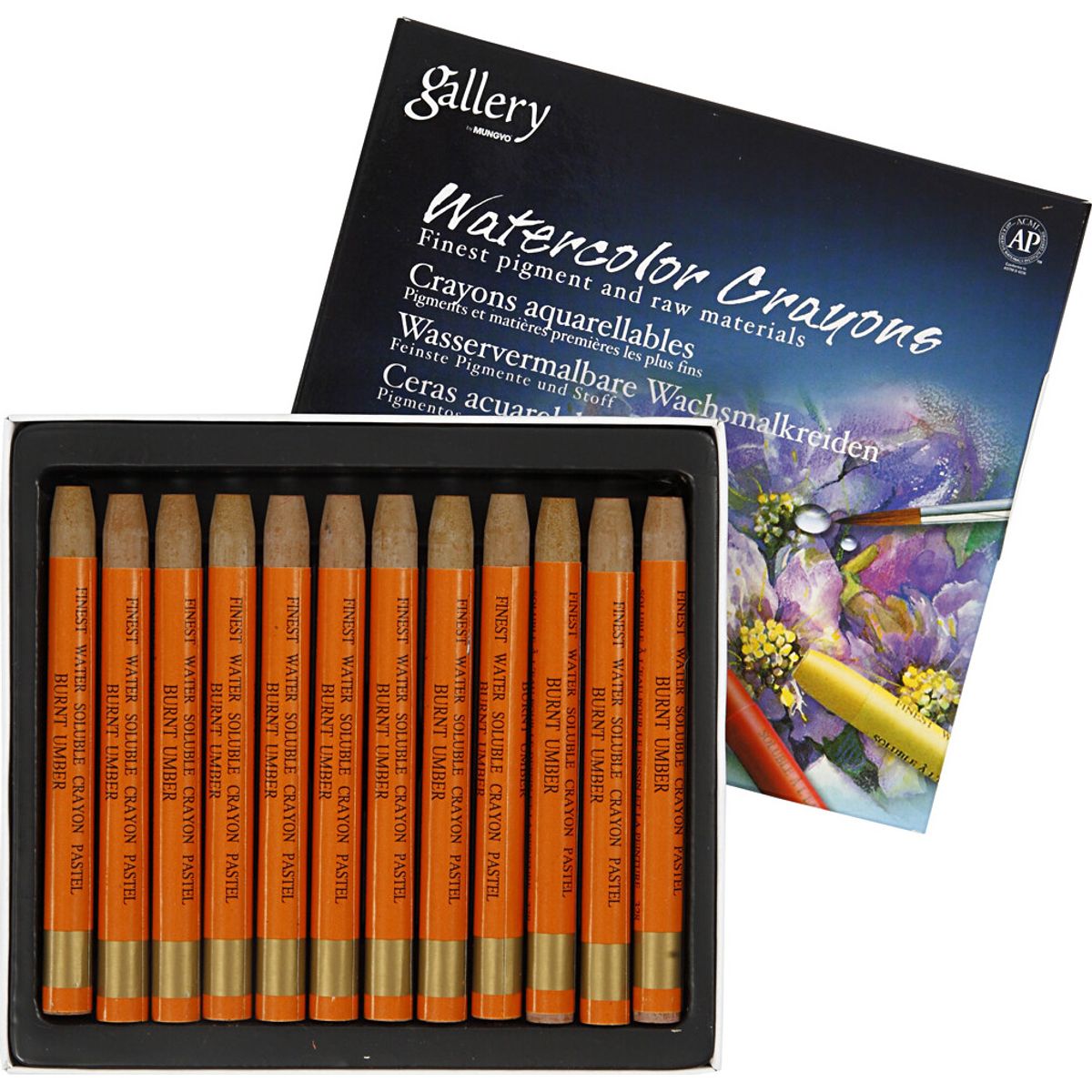 Gallery - Watercolor Crayons - Farvekridt - Orange - 12 Stk.