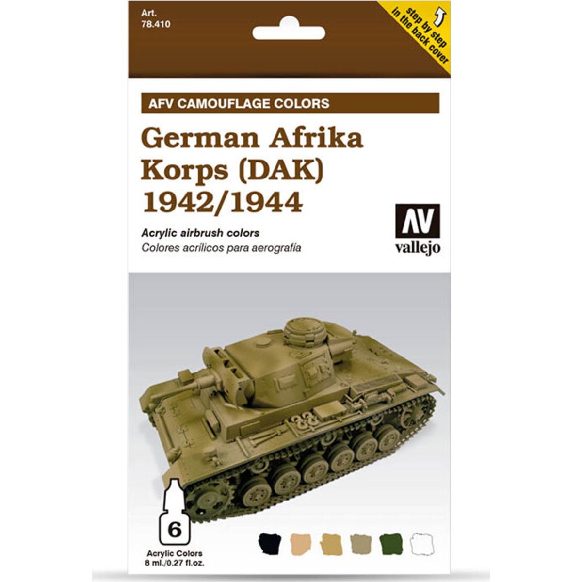 Vallejo - Maling Sæt - German Afrika Korps 1942-44 - Afv Camouflage - 6x8 Ml