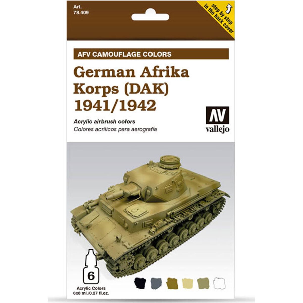 Vallejo - Maling Sæt - German Afrika Korps 1941-42 - Afv Camouflage - 6x8 Ml