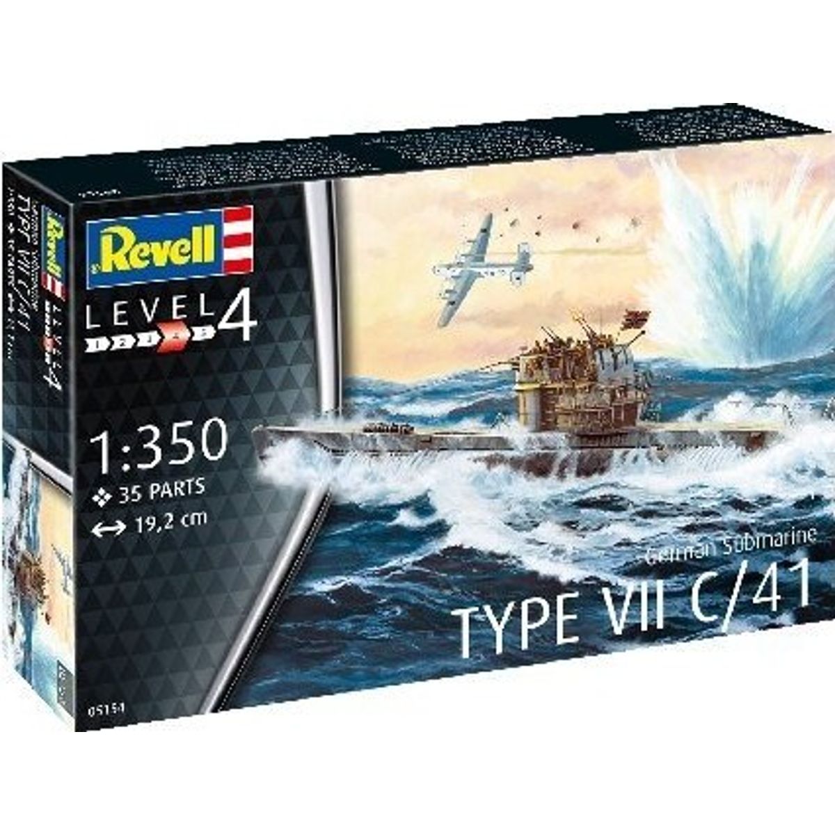 Revell - German Submarine Type Vii C/41 Ubåd Byggesæt - 1:350 - Level 4 - 05154