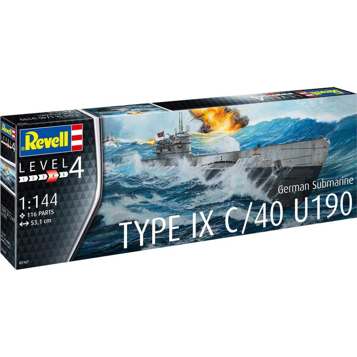 Revell - German Submarine Type Ix C/40 U190 - 1:144 - Level 4 - 05167