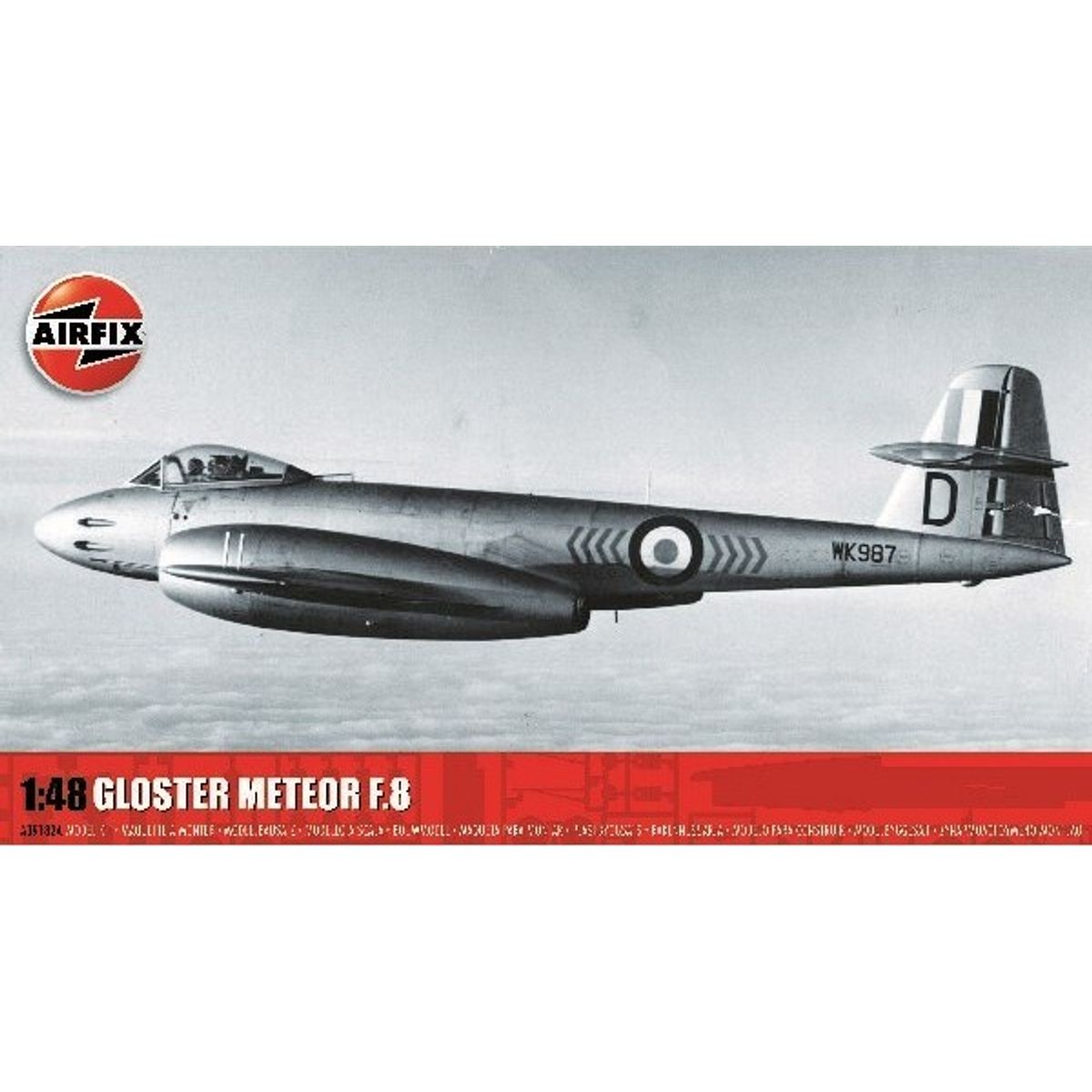 Airfix - Gloster Meteor F.8 Modelfly Byggesæt - 1:48 - A09182a