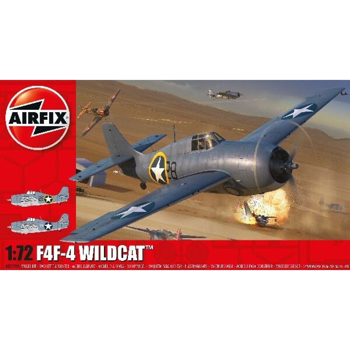 Airfix - F4f-4 Wildcat Fly Byggesæt - 1:72 - A02070a