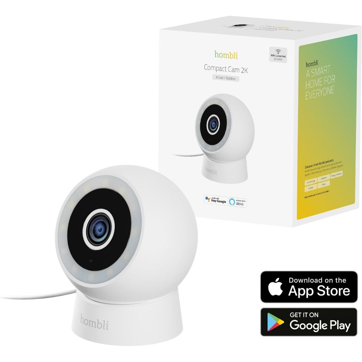 Hombli - Smart Outdoor/indoor Compact Cam, Hvid