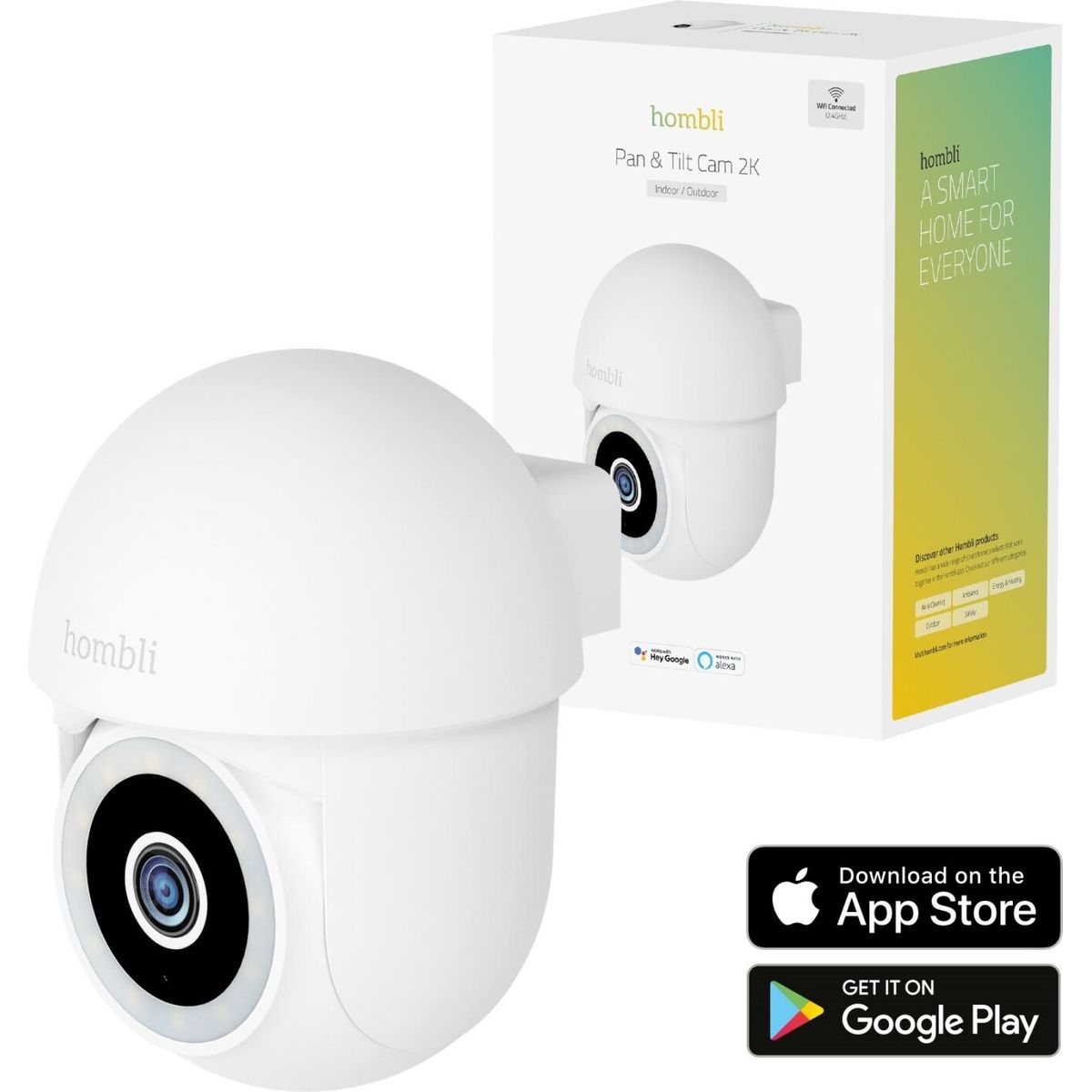 Hombli - Smart Pan & Tilt Cam (indendørs/udendørs), Hvid