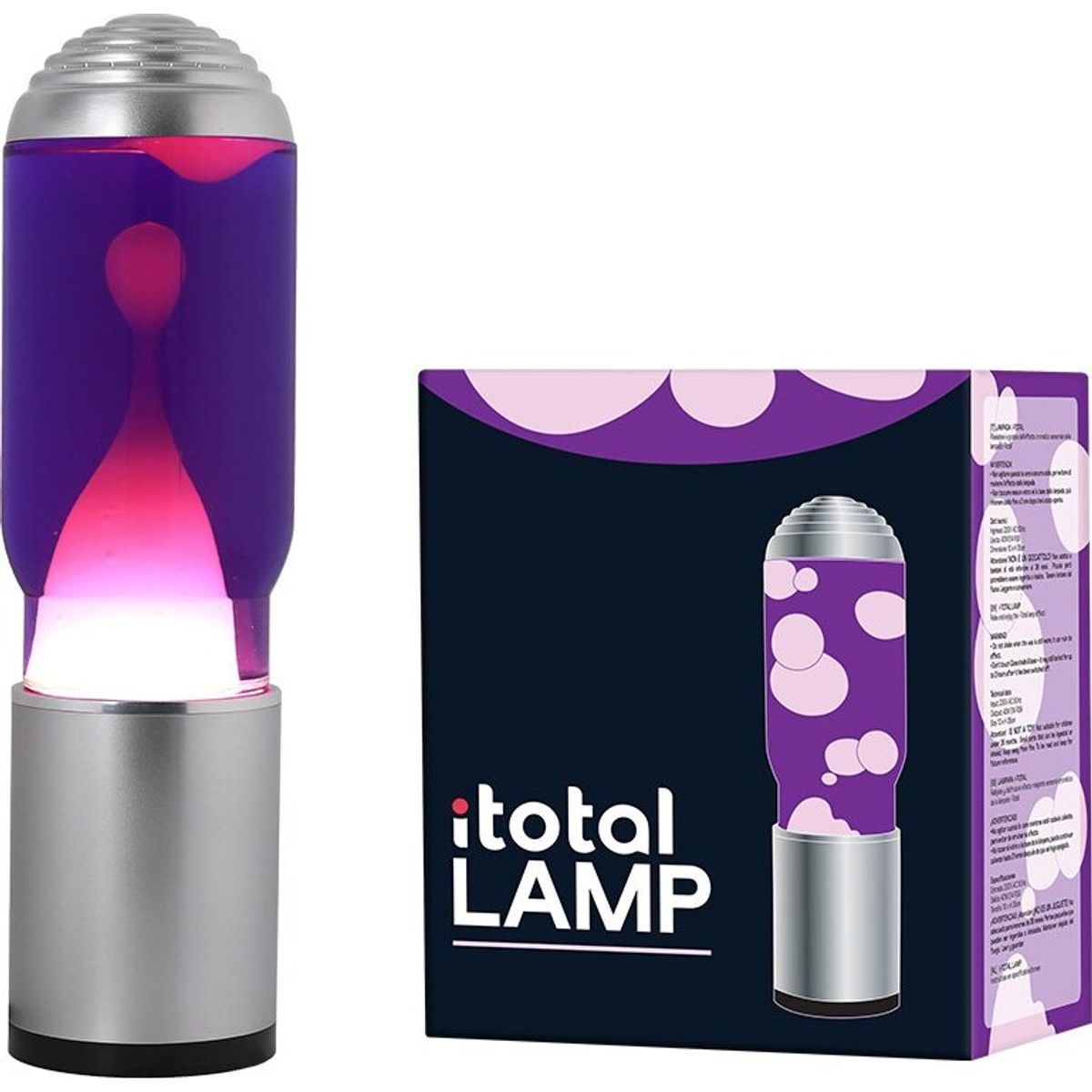 Itotal - Lampe Ada Med Sølv Base, Lilla Væske Og Hvid Voks - Purple