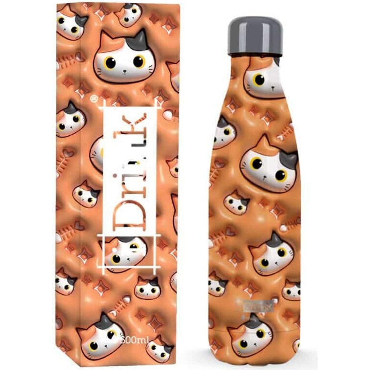 I-drink - Termoflaske 500 Ml - Orange Cat 3d