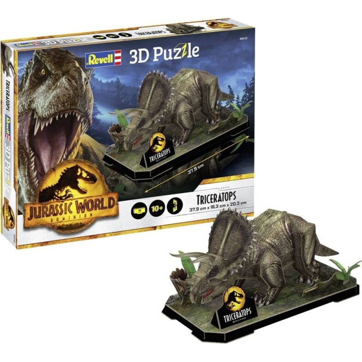 Revell 3d Puzzle - Jurassic World - Triceratops - 44 Brikker - 37 Cm