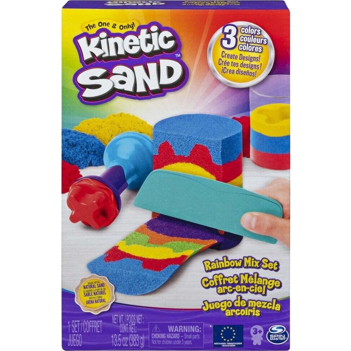 Kinetic Sand - Rainbow Mix Legesæt - 3 Farver