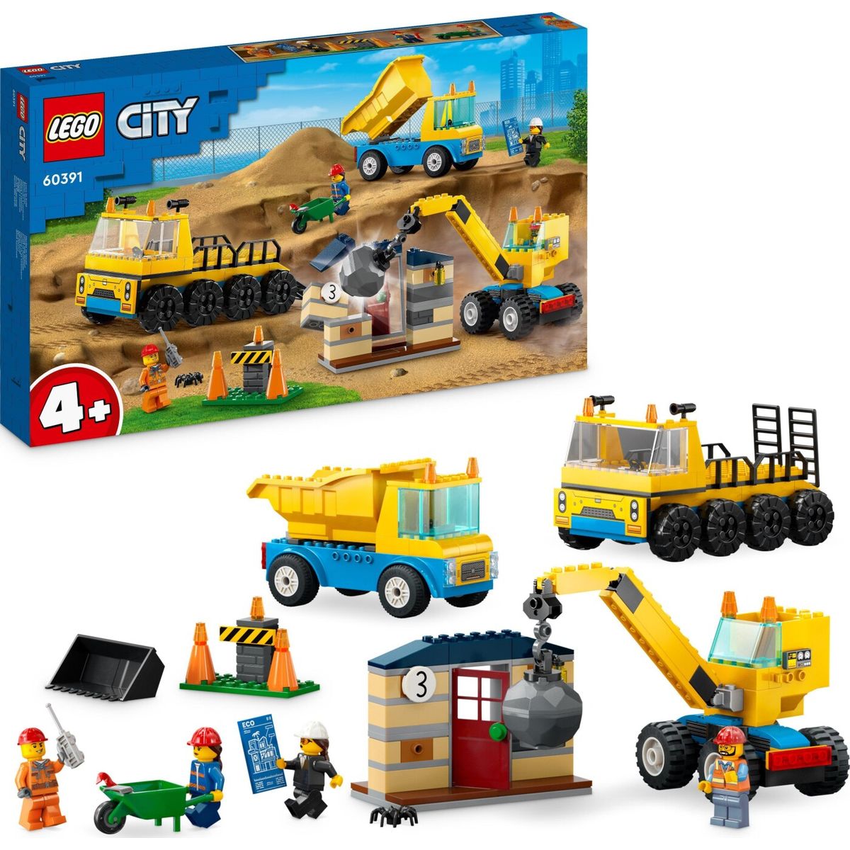 Lego City - Nedrivnings Kran Og Entreprenørmaskiner - 60391