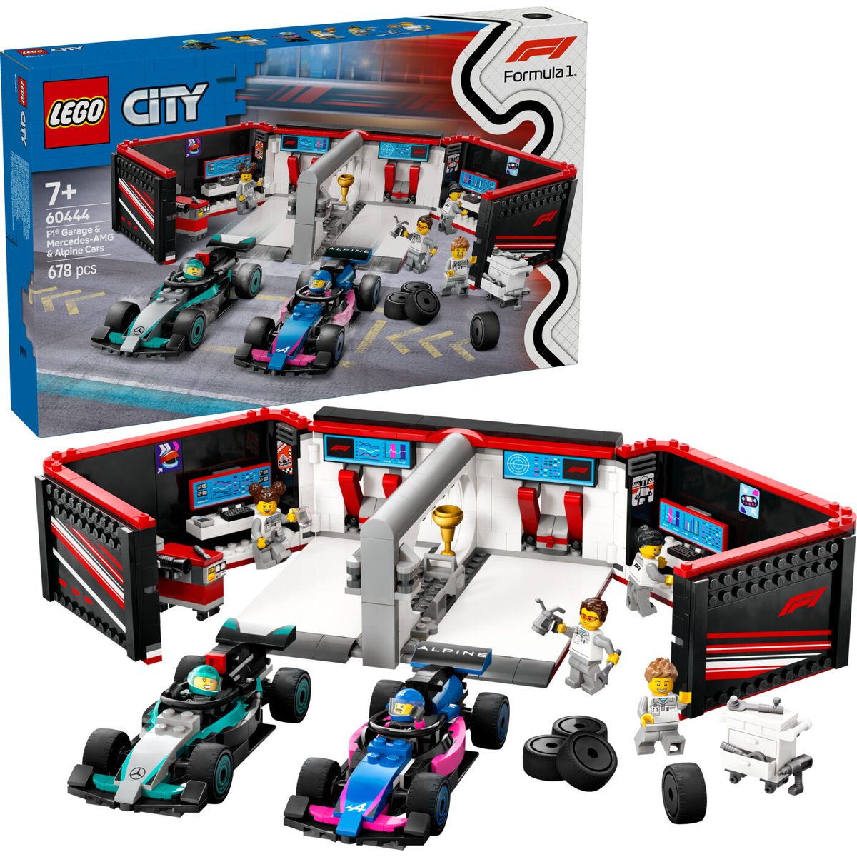 Lego - Lego City - F1 Garage: Mercedes-amg Og Alpine-biler (60444)