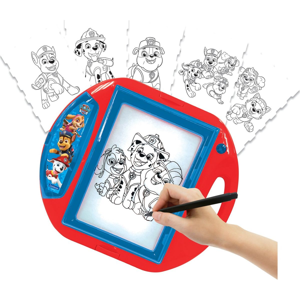 Paw Patrol - Tegnetavle Med Projektor - Inkl. Skabeloner Og Stempler