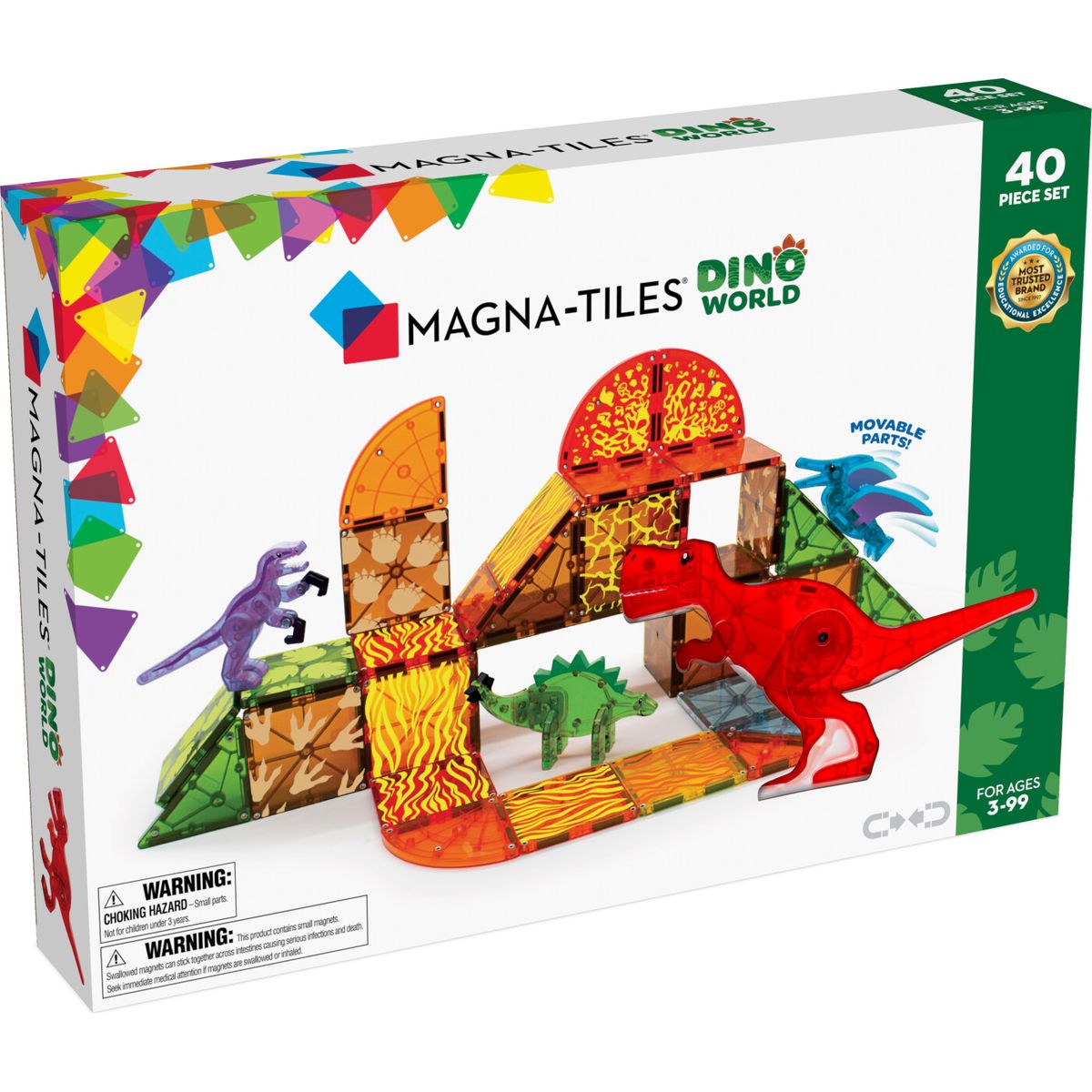 Magna-tiles - Dinosaur Magnetsæt - Dino World - 40 Dele