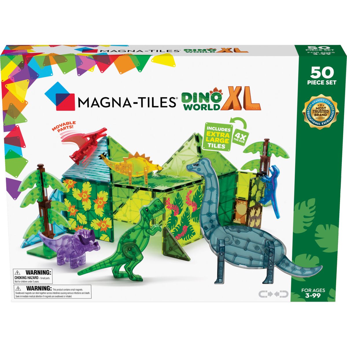 Magna-tiles - Dinosaur Magnetsæt - Dino World Xl - 50 Dele