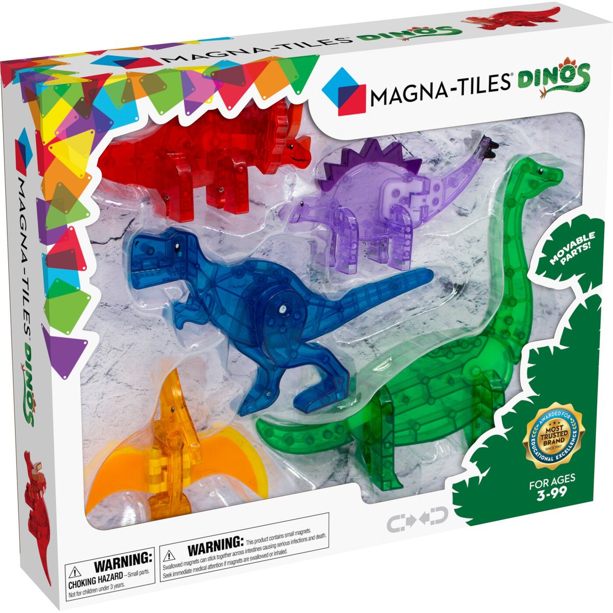 Magna-tiles - Dinosaur Magnetsæt - 5 Dele