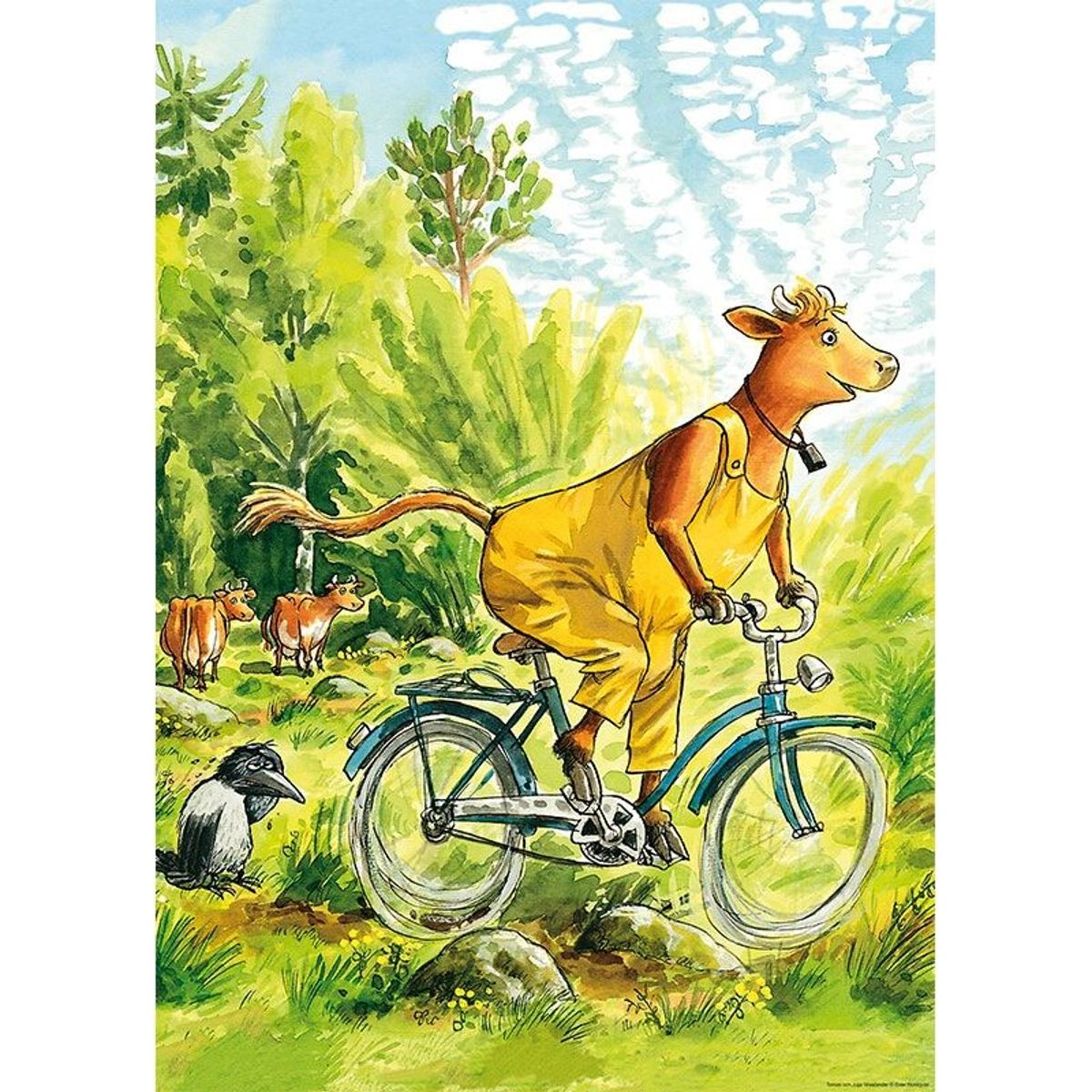 Mor Muh - Plakat Til Børn - Mor Muh Cykler - 50x70 Cm