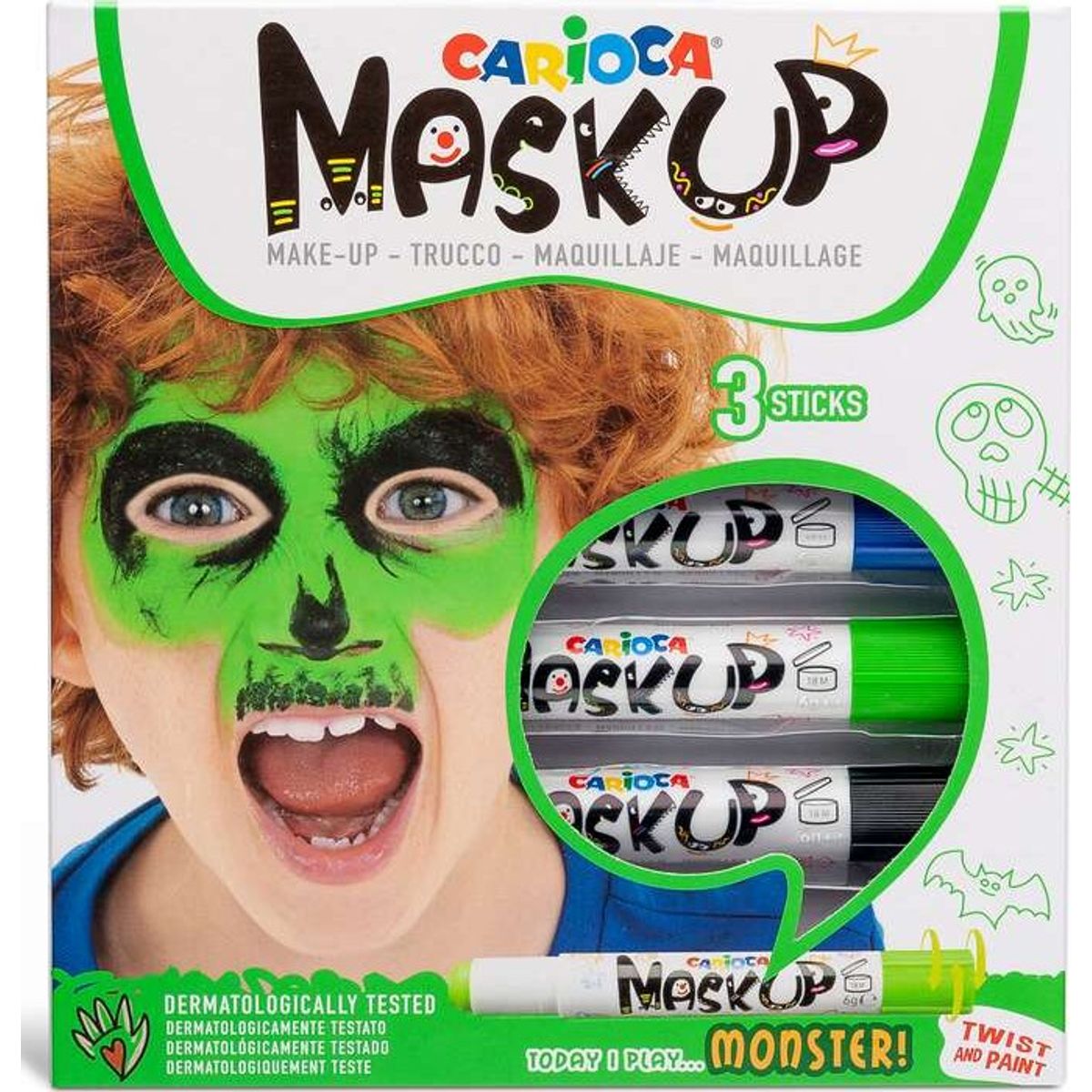 Carioca Mask Up - Ansigtsmaling - , Monster -3stk 43051 -