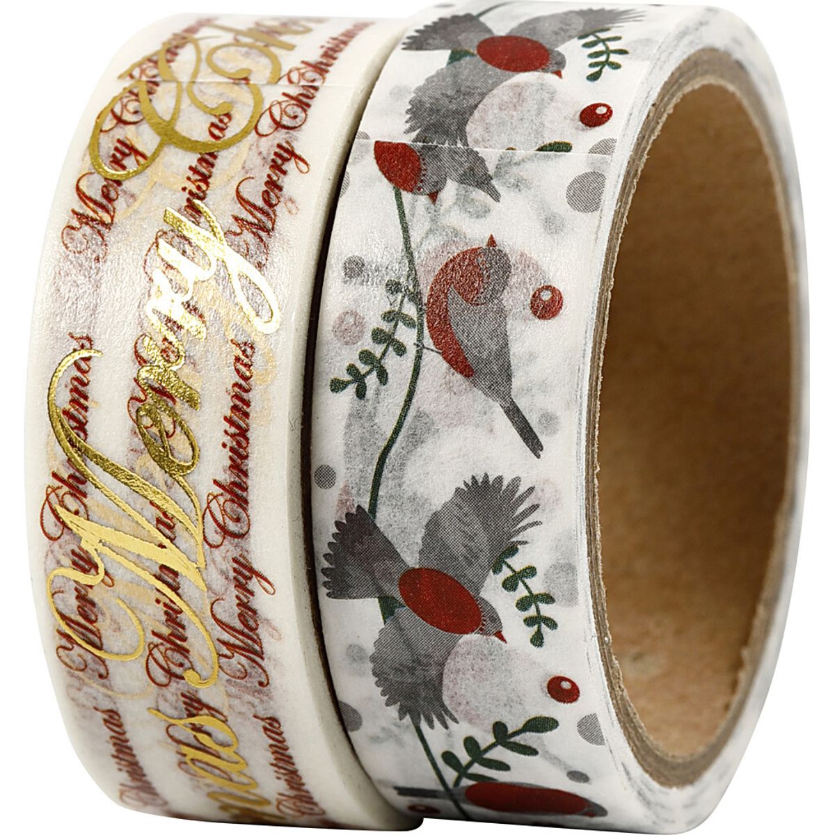 Masking Tape - Glædelig Jul Og Fugle - Folie - B 15 Mm - 2x4 M