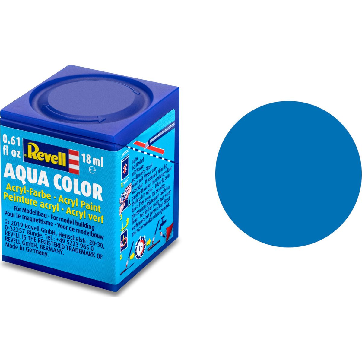 Revell - Maling - Aqua Color Matt Blue Acrylic - Ral 5000 - 18 Ml - 36156