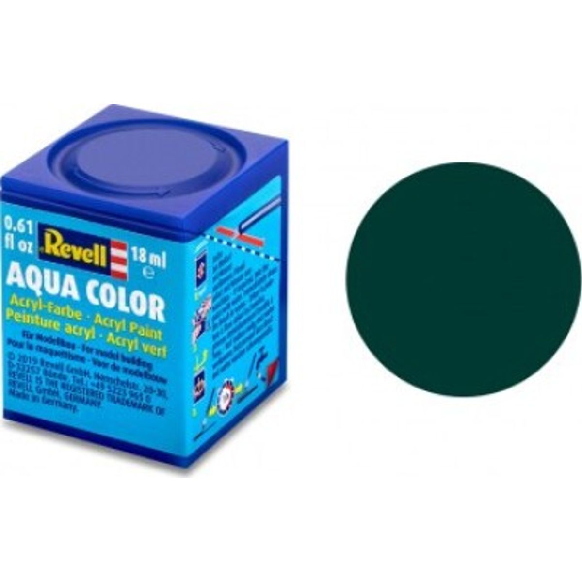 Revell - Maling - Aqua Color Matt Black-green Acrylic - 18 Ml - 36140