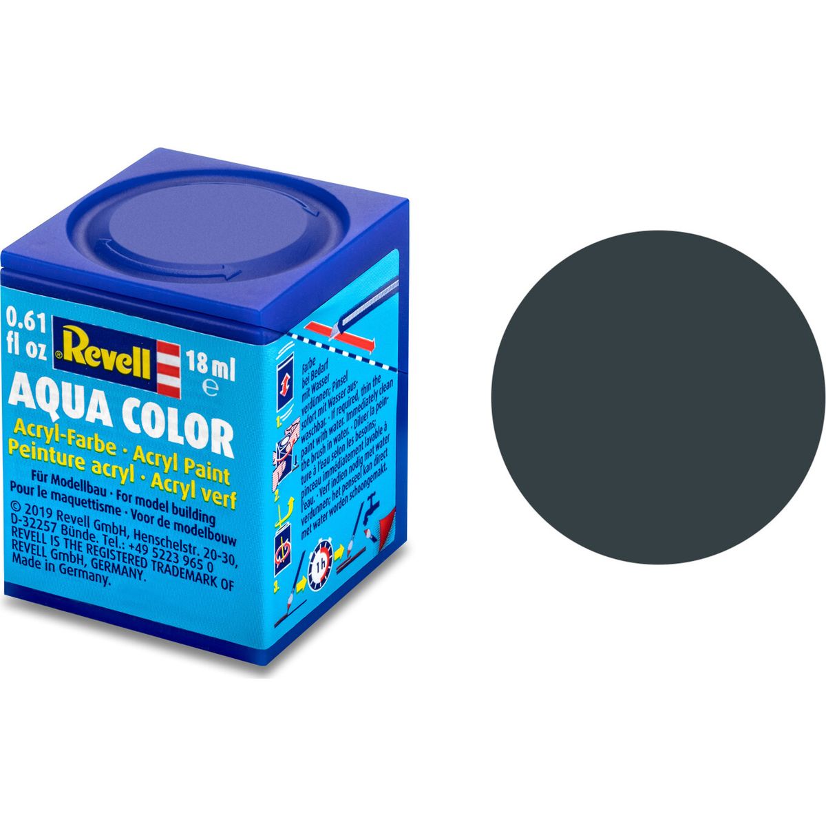 Revell - Maling - Aqua Color Matt Granite Grey - Ral 7026 - 18 Ml - 36169