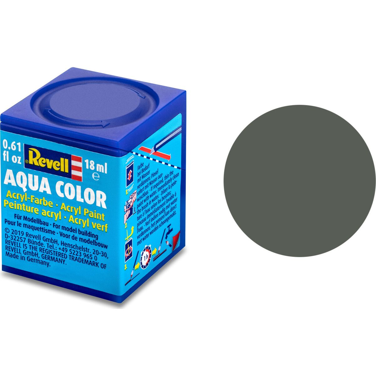 Revell - Maling - Aqua Color Matt Greenish Grey - Ral 7009 - 18 Ml - 36167