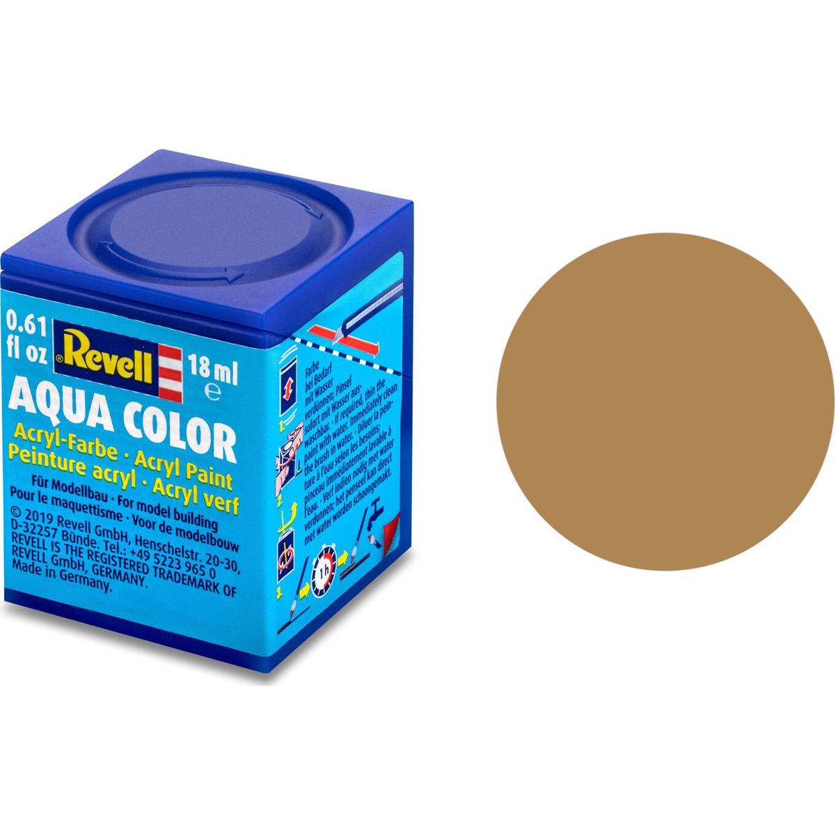 Revell - Maling - Aqua Color Matt Ochre Brown - Ral 1011 - 18 Ml - 36188