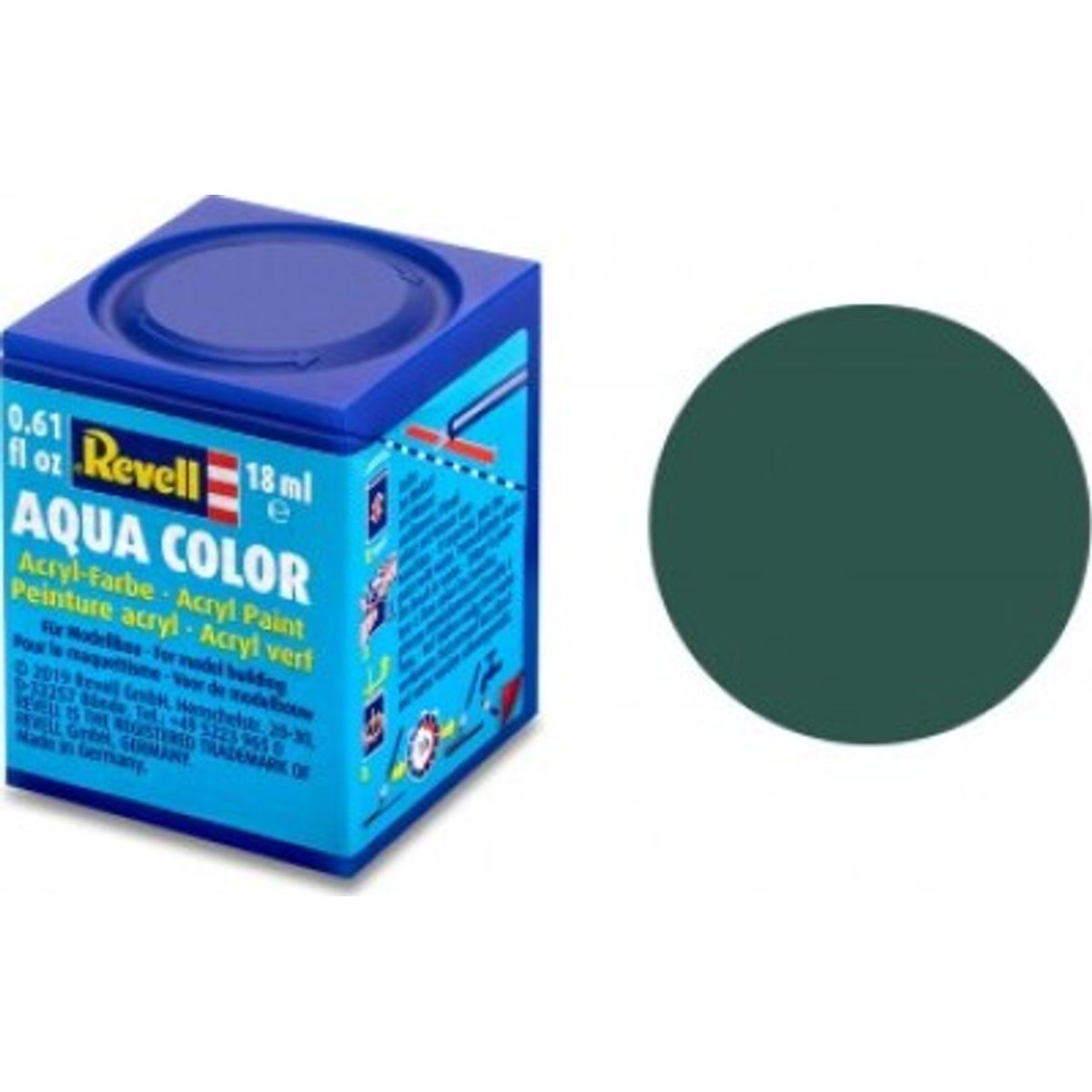 Revell - Aqua Color Akryl Maling Mat Grøn Ral 6028 18 Ml - 36148