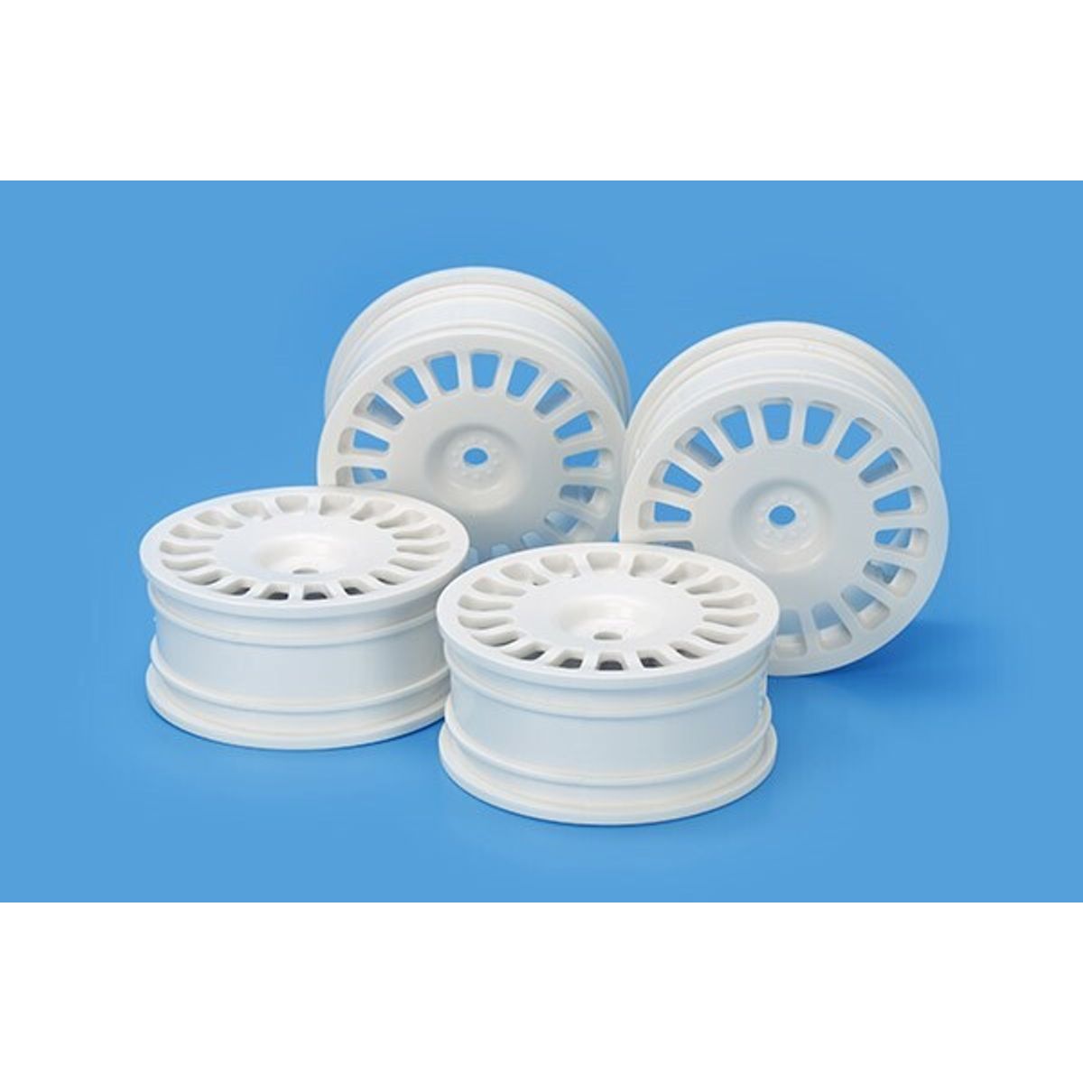 Medium-narrow Rally Dish Wheels (24mm, +0, White) - 54851 - Tamiya