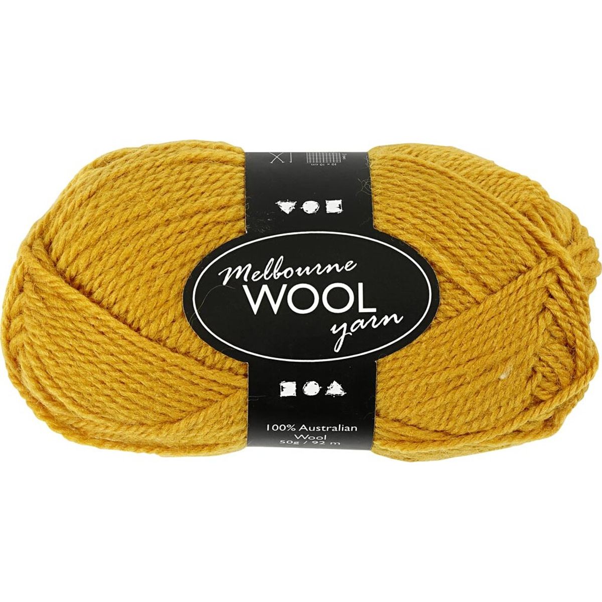 Uldgarn - Melbourne Wool - L 92 M - Mørk Gul - 50 G