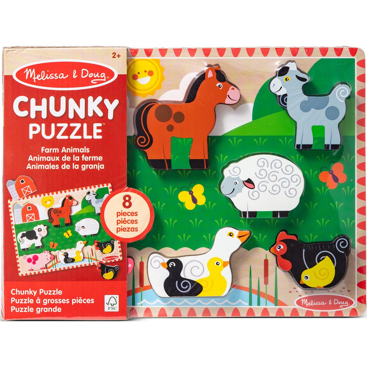 Melissa & Doug - Puslespil I Træ - Bondegård - Chunky - 8 Brikker