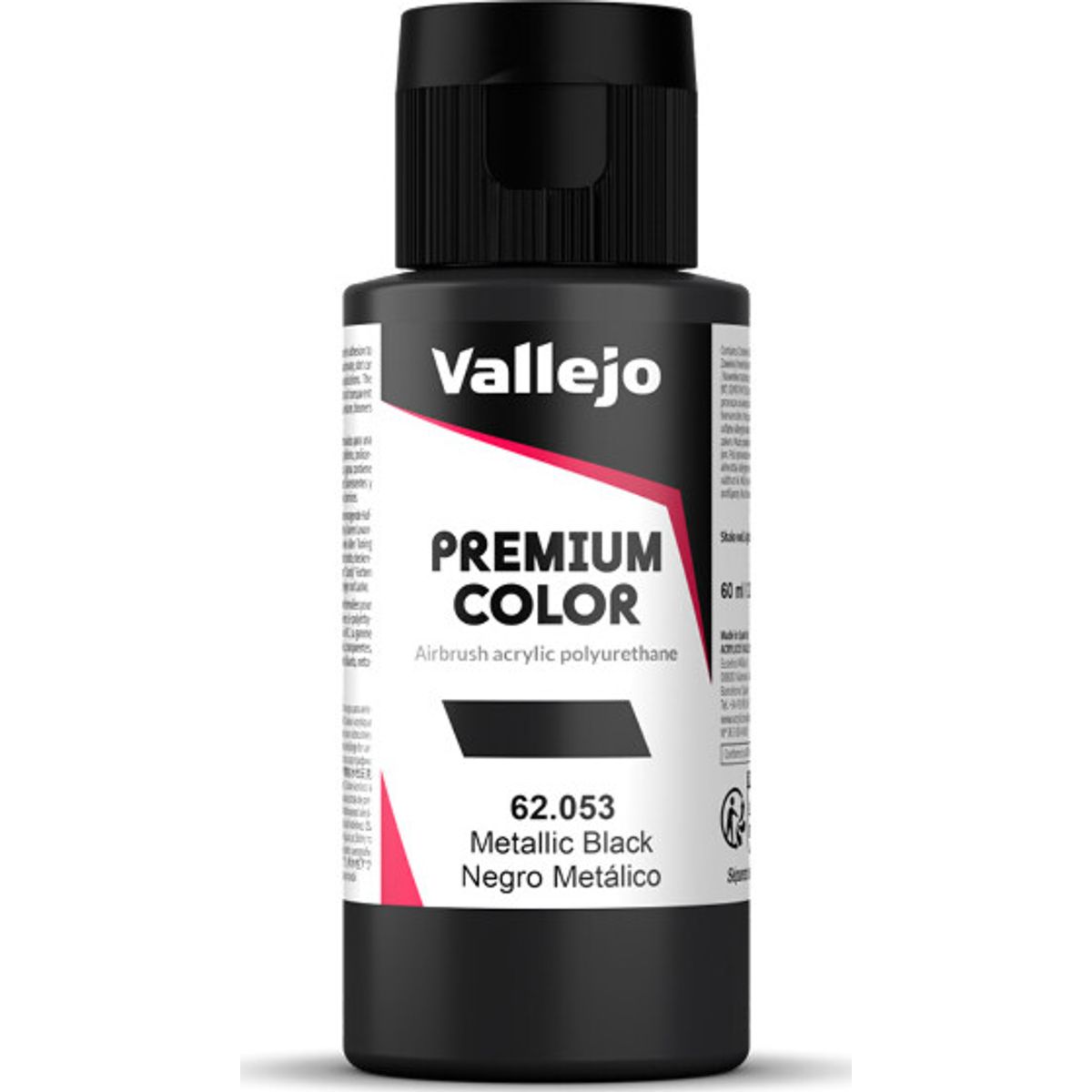 Vallejo - Premium Airbrush Maling - Metallic Black 60 Ml