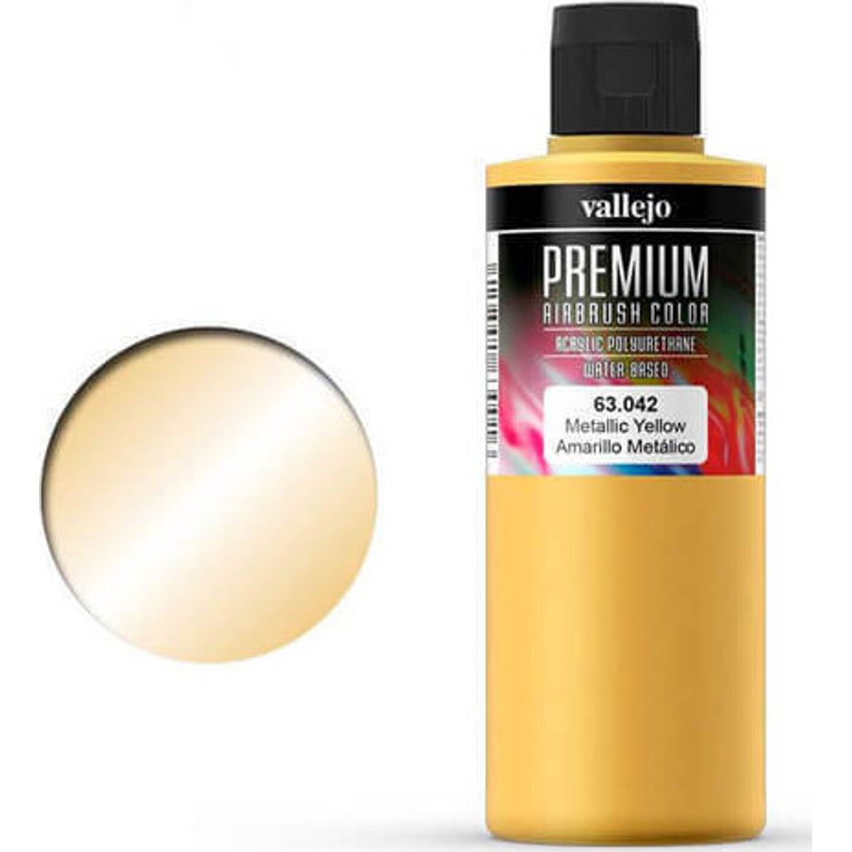 Vallejo - Premium Airbrush Maling - Metallic Yellow 200 Ml