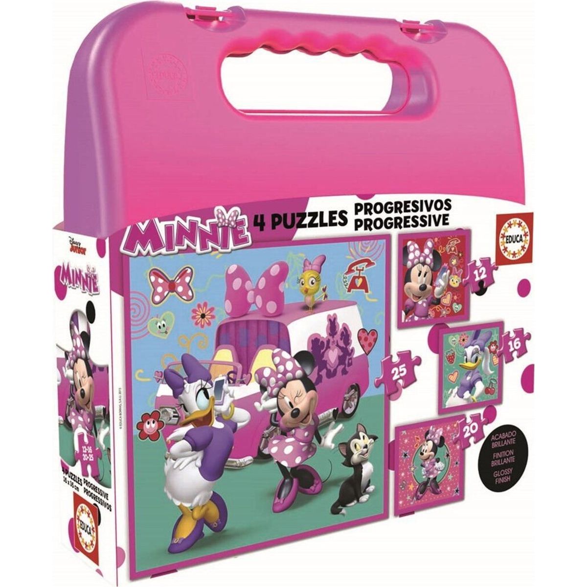 Minnie Mouse Puslespil - 4 Stk - 12, 16, 20 + 25 Brikker