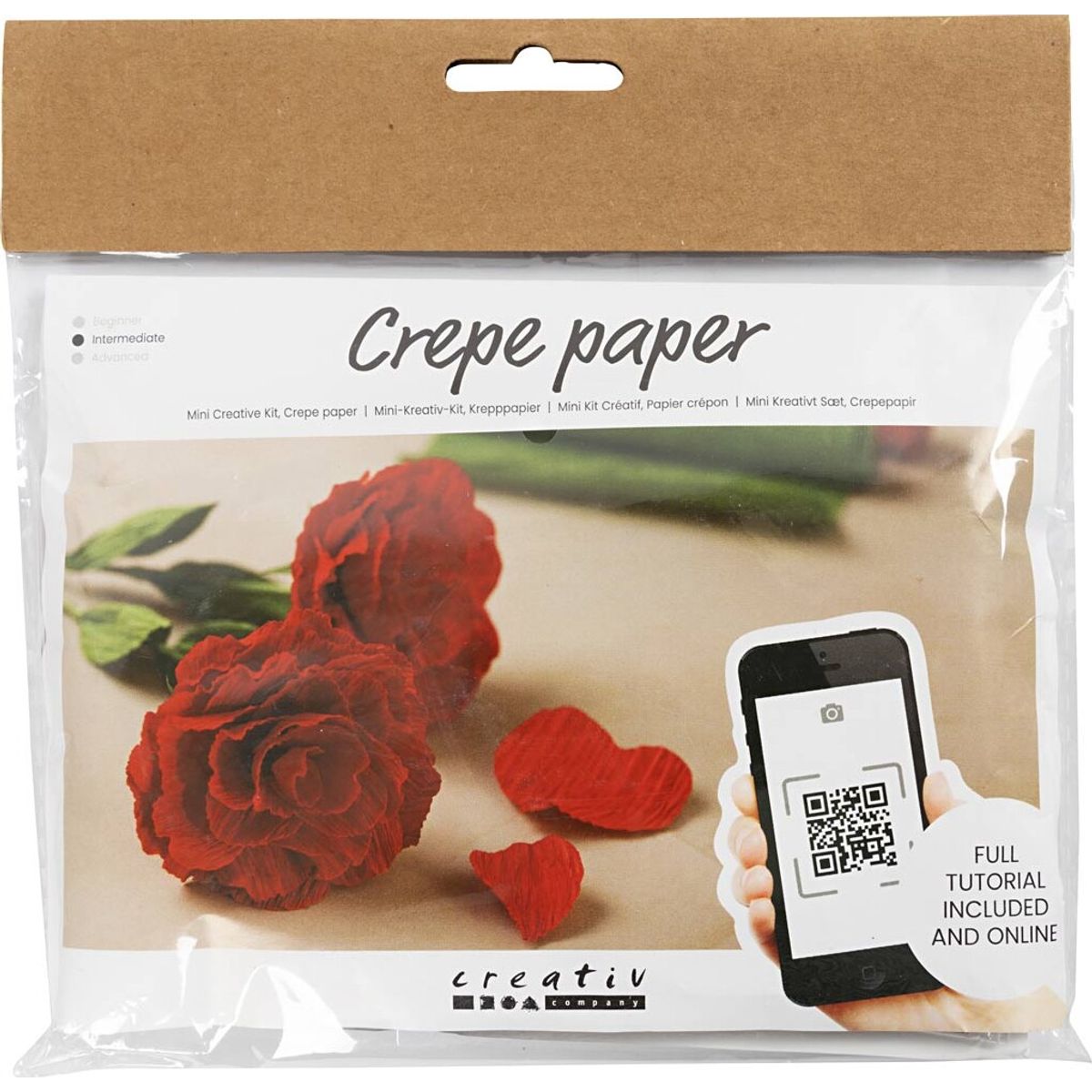 Mini Diy Kit Crepepapir - Roser - Stræk/crepe 180% - 105 G