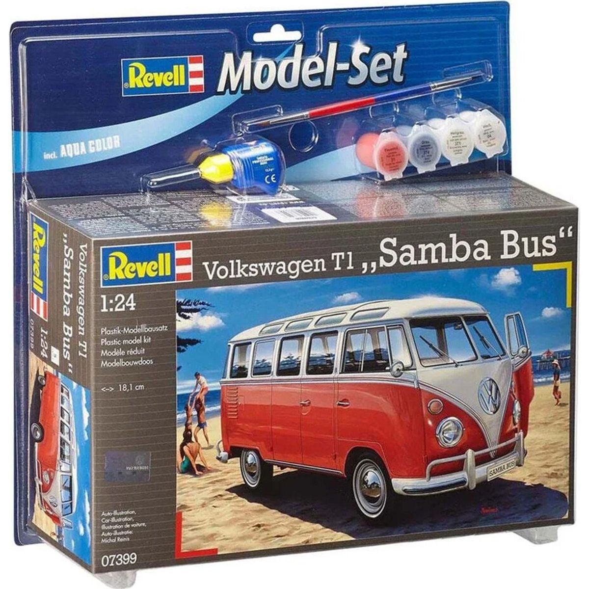 Revell - Vw T1 Samba Bus Byggesæt Inkl. Maling - 1:24 - 67399