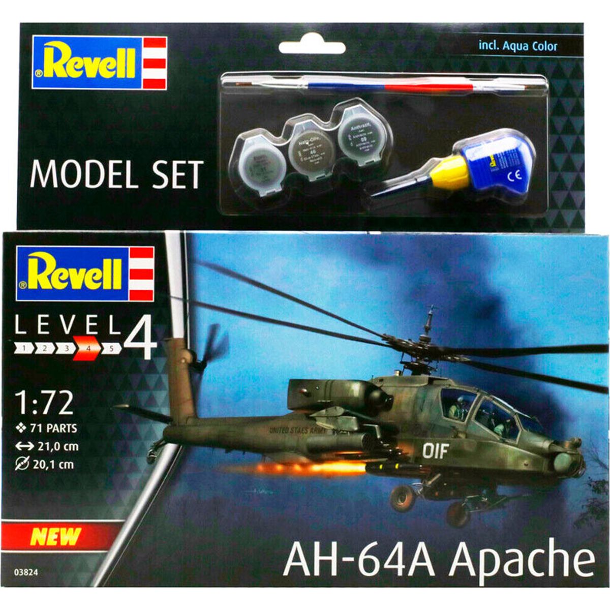 Revell - Ah-64a Apache Male Byggesæt Model Helikopter - 63824