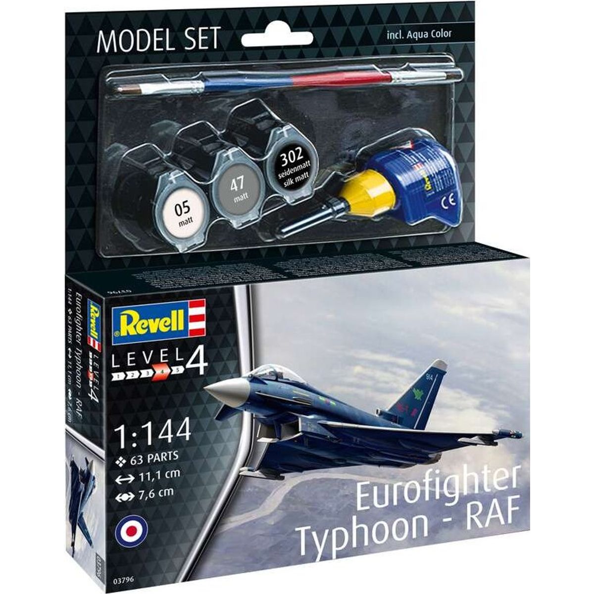 Revell - Eurofighter Typhoon Raf Modelfly - 1:144 - Level 4 - 63796