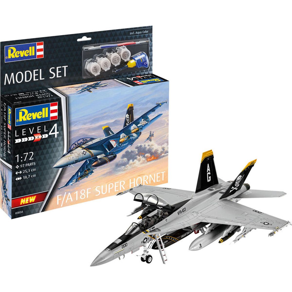 Revell - F/a-18f Super Hornet Fly Byggesæt - 1:72 - Level 4 - 63834