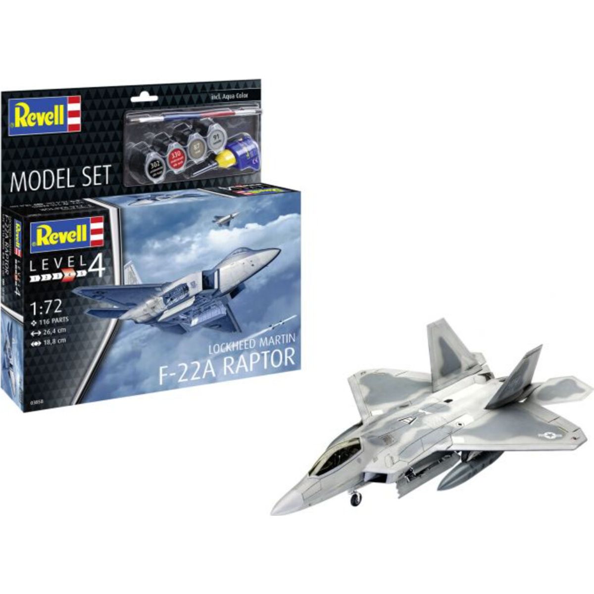 Revell - Lockheed Martin F-22a Raptor Fly - 1:72 - Level 4 - 03858