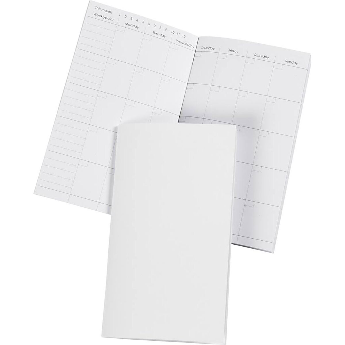 Notesbog Med Kalender - Str. 9,5x16,6 Cm - Hvid