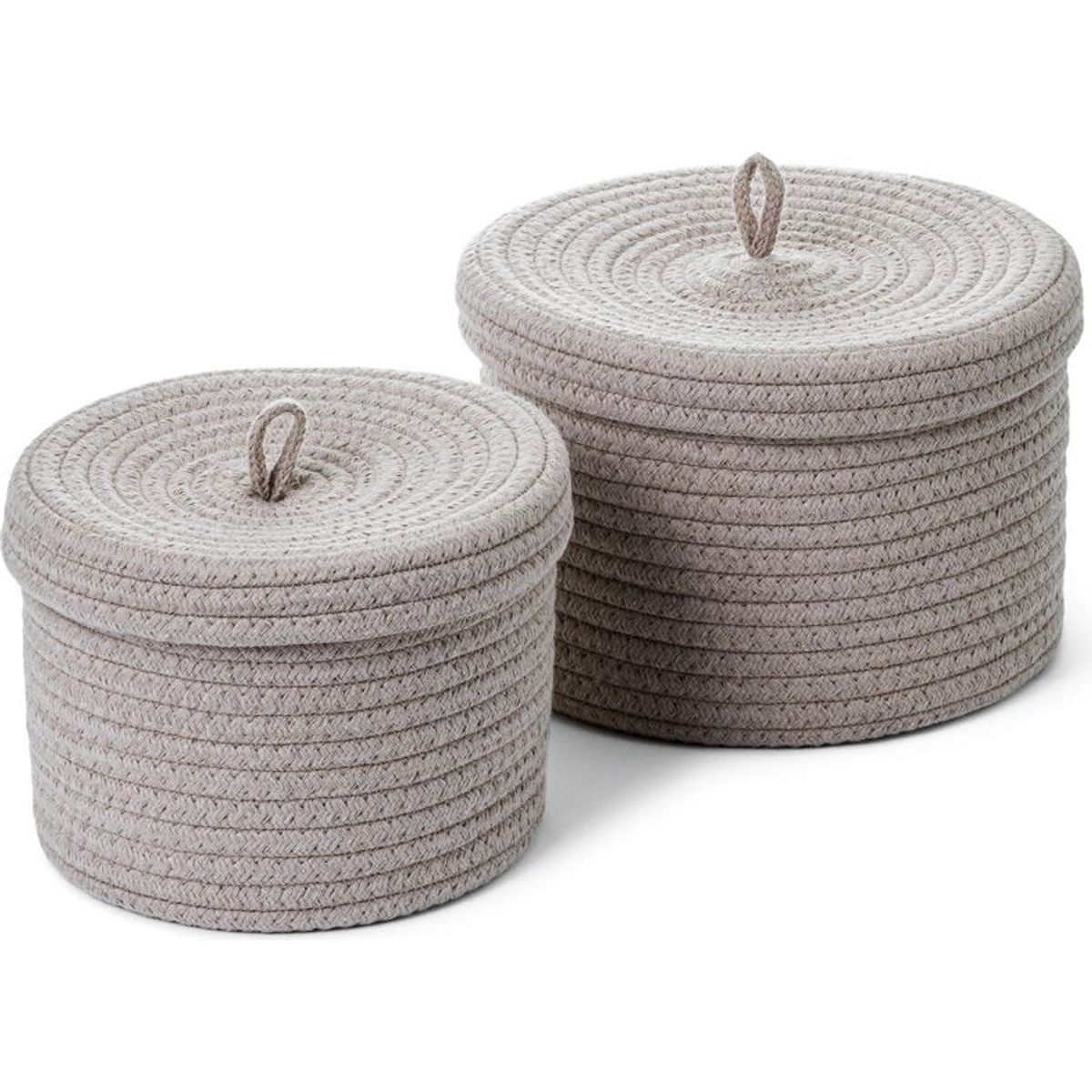 Olsen Home - Basket With Lid - 14x19 Cm And 16x23 Cm, Sand - 2 Pcs