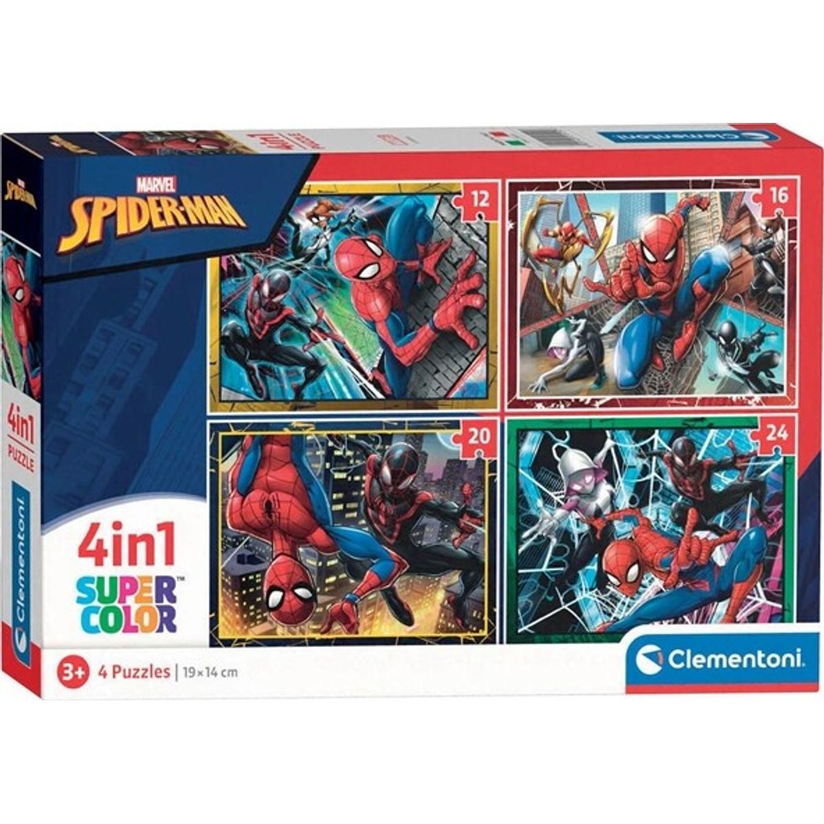 Spiderman Puslespil - Marvel - Super Color - Clementoni - 4 Stk