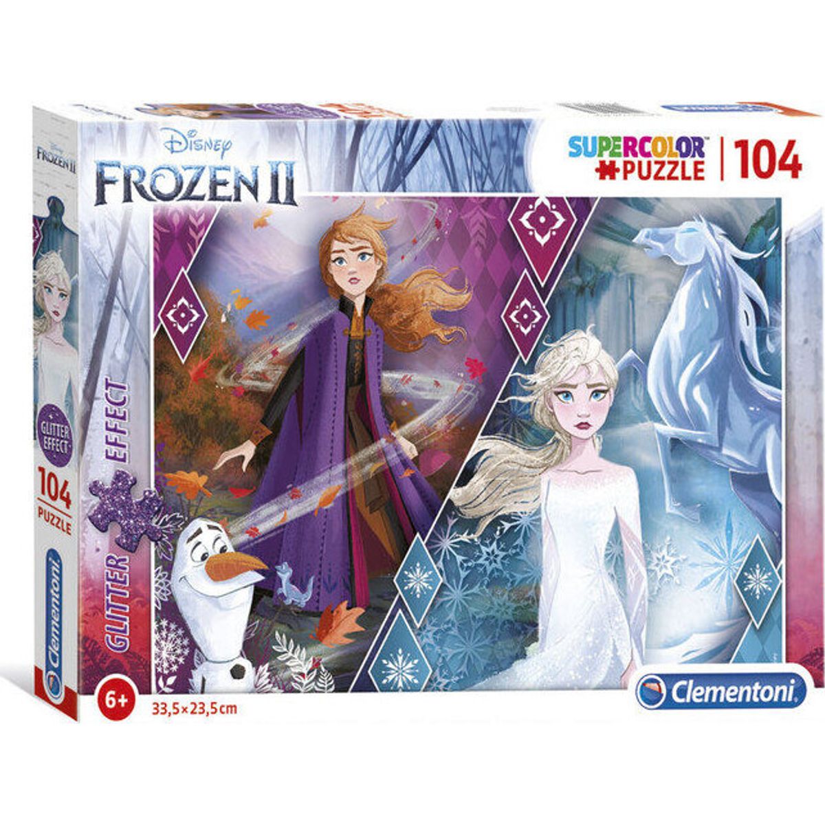 Frost 2 Puslespil - Disney - Glitter Effect - 104 Brikker - Clementoni